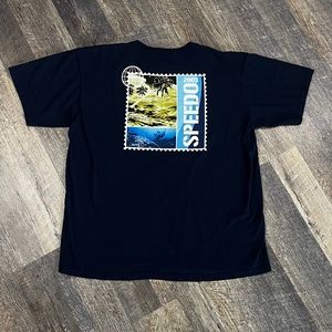 Vintage SPEEDO Shirt Size XL/XXL Blue Y2K Beach Summer Tee Sport Ocean